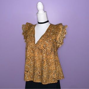 NWT House of Harlow Mustard Boho Blouse